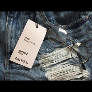 High waisted denim boyfriend shorts